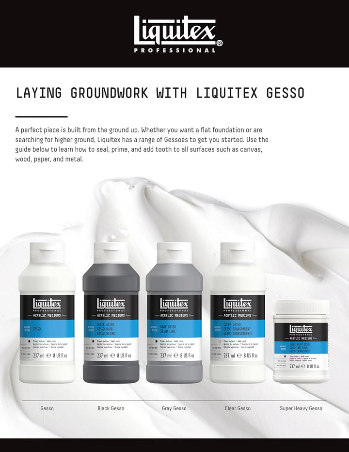 Liquitex 5334 Professional Gesso, Grundierung für Acrylfarben, Licht und Alterungsbeständiger Primer