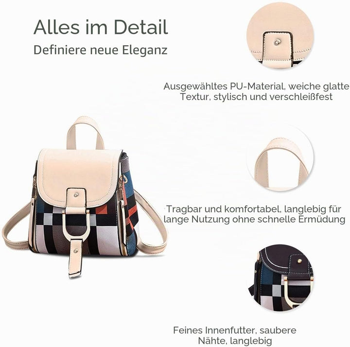 NICOLE&DORIS Damen Rucksack Kleiner Rucksack Umhängetasche Handtaschen Rucksack für Damen Leder Ruck