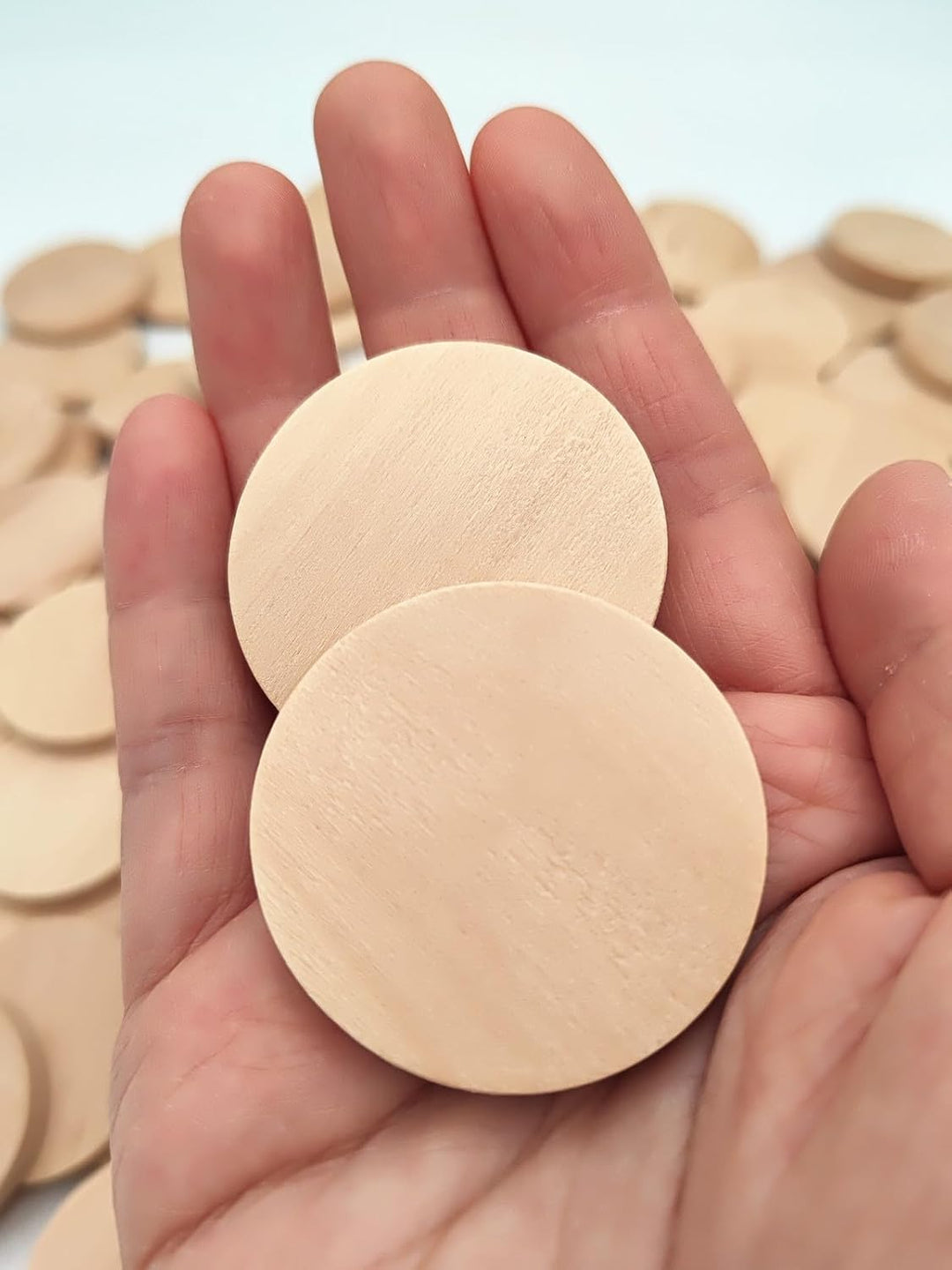 Naturholzscheiben, blanko, runde Holzscheiben, unlackiert, Holzkreise, blanko, Holzornamente für Bas