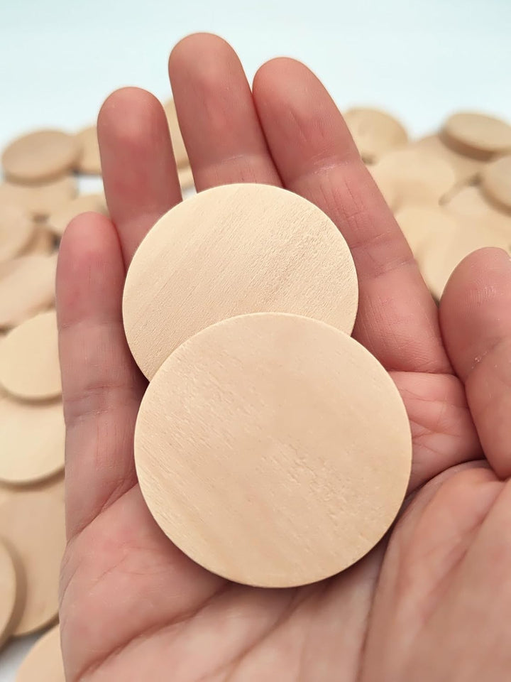 Naturholzscheiben, blanko, runde Holzscheiben, unlackiert, Holzkreise, blanko, Holzornamente für Bas