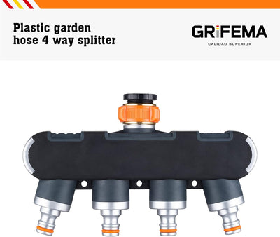 GRIFEMA 4-Wege-Verteiler, 3/4 Zoll und 1/2 Zoll Wasseranschluss Verteiler, 4 Geräte Können Gleichzei