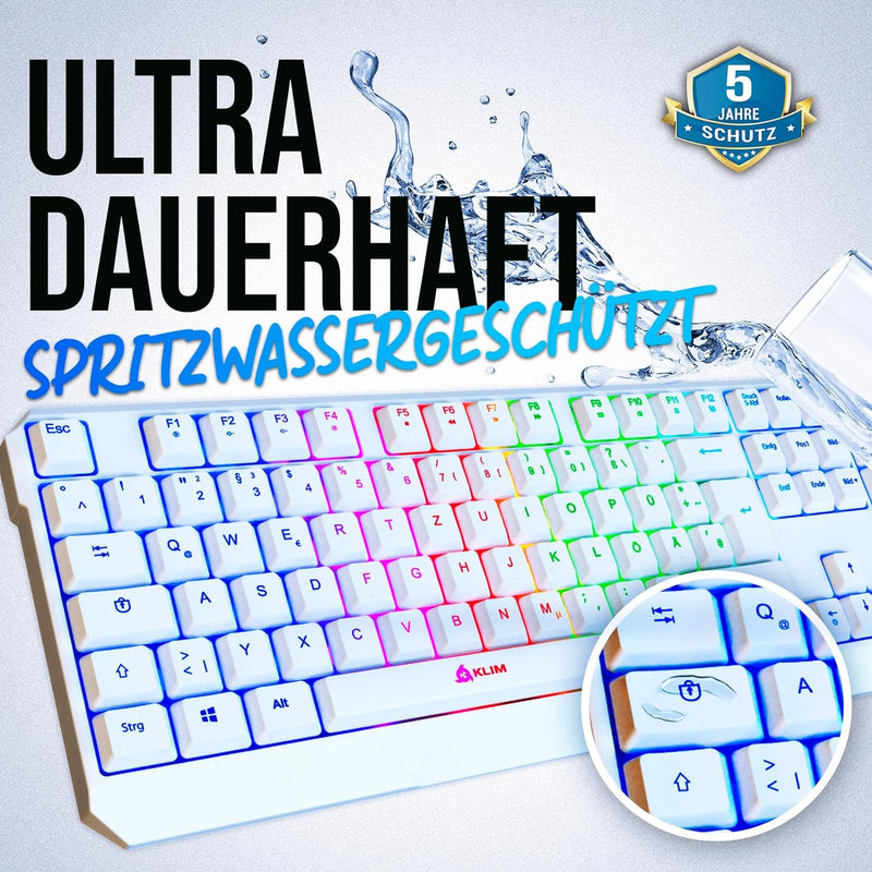 KLIM Chroma Wireless Gaming Tastatur Kabellos QWERTZ DEUTSCH - NEU 2024 - Langlebig, Ergonomisch, Wa