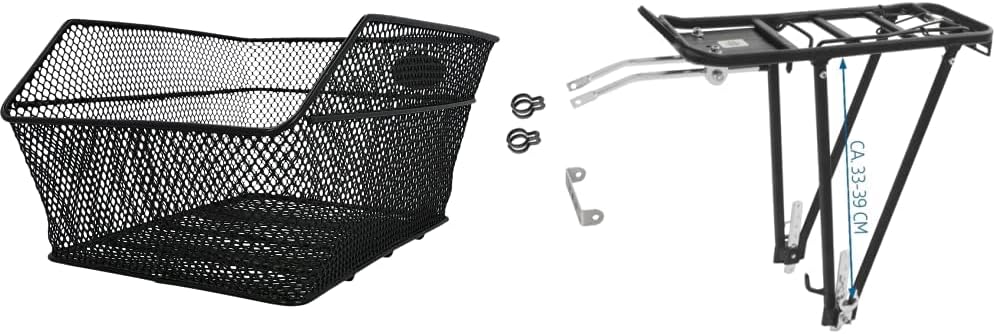 Fischer Gepäckträgerkorb School, Fahrradkorb, engmaschig, diebstahlsicher, für E-Bikes geeignet, Tra