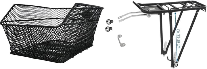 Fischer Gepäckträgerkorb School, Fahrradkorb, engmaschig, diebstahlsicher, für E-Bikes geeignet, Tra