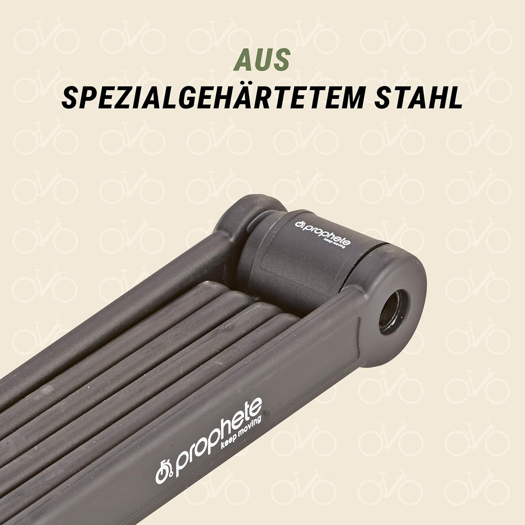 Prophete Faltschloss | Fahrradschloss | Länge: 85 cm | Speziell gehärteter Stahl | 2 Schlüssel | Kun