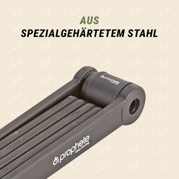 Prophete Faltschloss | Fahrradschloss | Länge: 85 cm | Speziell gehärteter Stahl | 2 Schlüssel | Kun