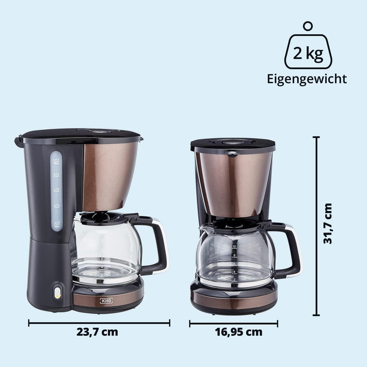 KHG Kaffeeautomat KA-123(MMS) aus Kunststoff in mocca/schwarz, Kapazität für 10 Tassen, mit Glaskann