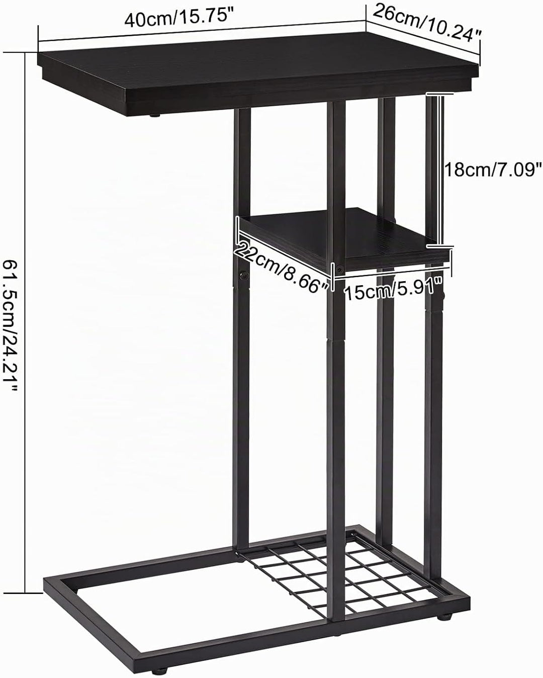 YMYNY Beistelltisch Kaffeetisch C-Form, Eleganter Kleiner Sofatisch, Industrie-Design, Sofatisch 40