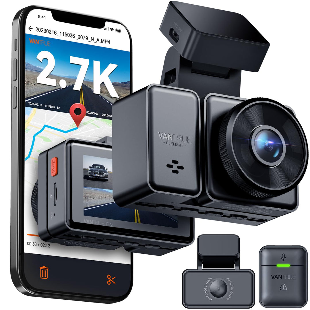 VANTRUE E2 Dual 1944P Dashcam Auto 5GHz WiFi GPS, Wireless- und Sprachgesteuerte Dash Cam vorne hint