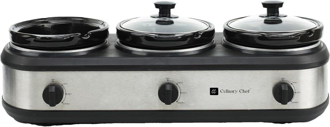 FRIGIDAIRE ESC3105-SS Triple Slow Cooker Buffet-Server, Edelstahl, 3 x 2,5 QT