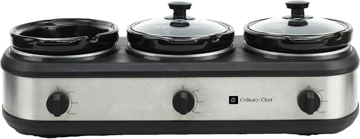 FRIGIDAIRE ESC3105-SS Triple Slow Cooker Buffet-Server, Edelstahl, 3 x 2,5 QT