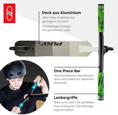 PUKY SPIN | Hochwertiger Roller für Kinder 5+ | One Piece Bar Aluminium-Lenker | 100mm PU Rollen | L
