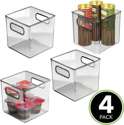 mDesign 4er-Set Aufbewahrungsbox mit Griffen – praktische Kühlschrankbox zur Lebensmittelaufbewahrun