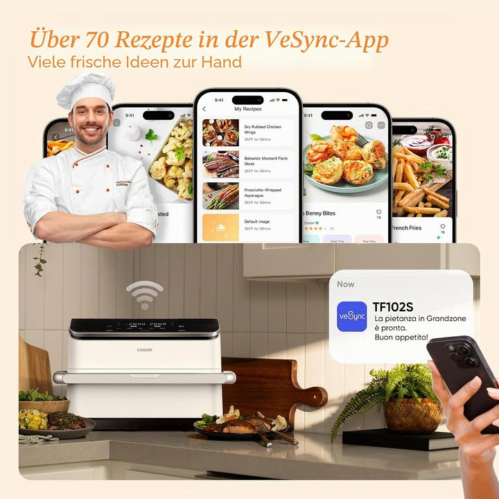 COSORI Luftfritteuse 10 Liter, 7 in 1 Dual Blaze TwinFry mit Doppelkorb 5L & 5L und abnehmbarem Tren