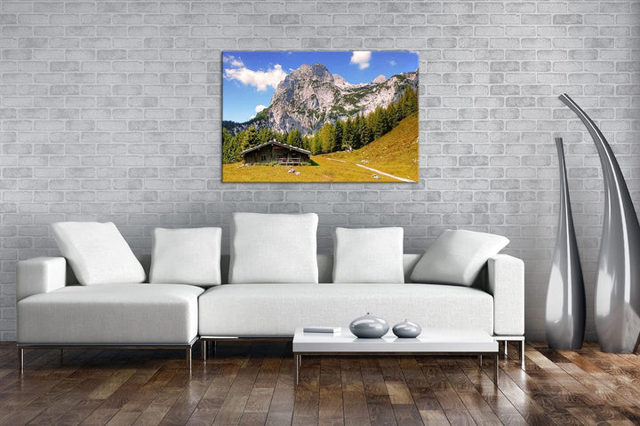 verlassene Hütte in den Bergen Format: 80x60 als Leinwandbild, Motiv fertig gerahmt auf Echtholzrahm