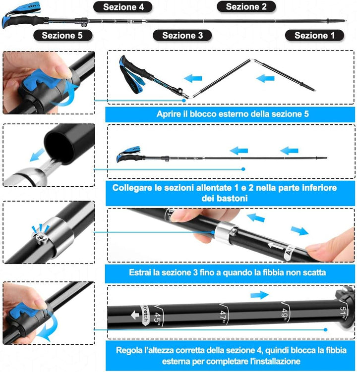 Glymnis Wanderstöcke Trekkingstöcke Walking Stöcke 7075 Aluminium Wanderstock verstellbar 110-130cm