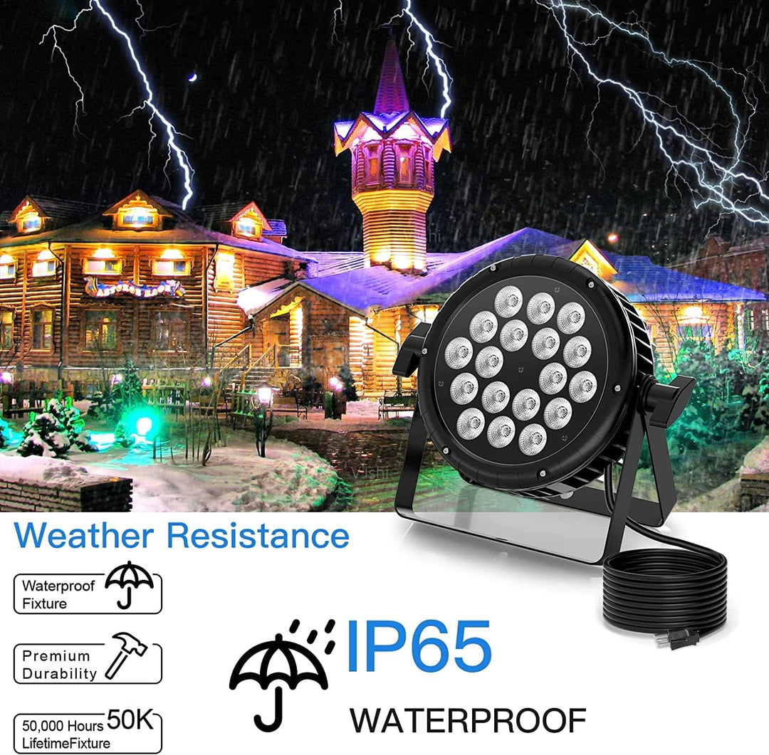 HOLDLAMP 4 PCS 180W IP65 LED Par Scheinwerfer Outdoor, RGBW 18 LED Bühnenlicht Wasserdicht mit Kabel