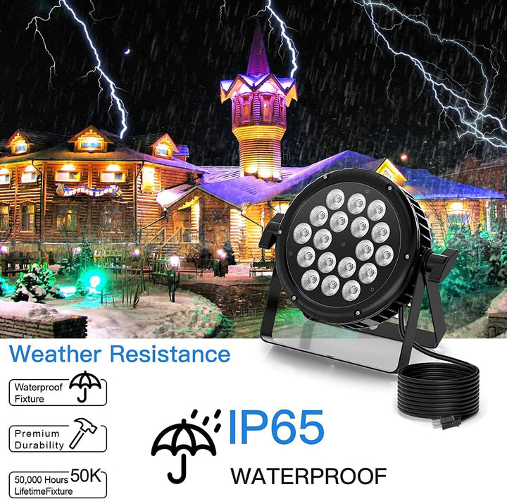 HOLDLAMP 4 PCS 180W IP65 LED Par Scheinwerfer Outdoor, RGBW 18 LED Bühnenlicht Wasserdicht mit Kabel
