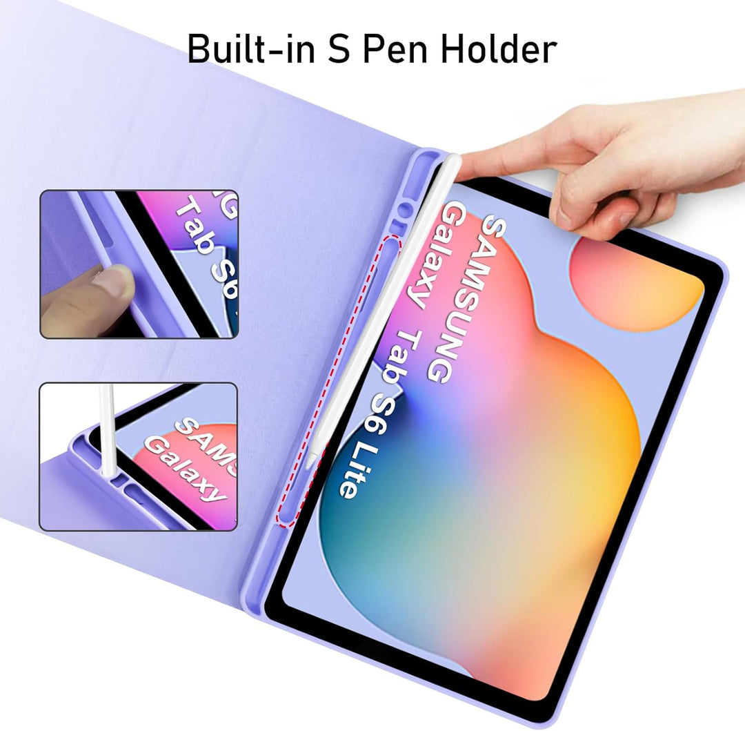 Hülle mit Tastatur für Samsung Galaxy Tab S6 Lite, Schutzhülle mit Pencil Halter Wireless Tastatur (
