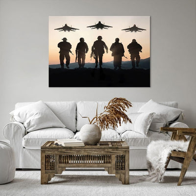 Bilder auf Leinwand 100x70cm Leinwandbild mit Rahmen Armee Militaria Gross Wanddeko Bild Schlafzimme