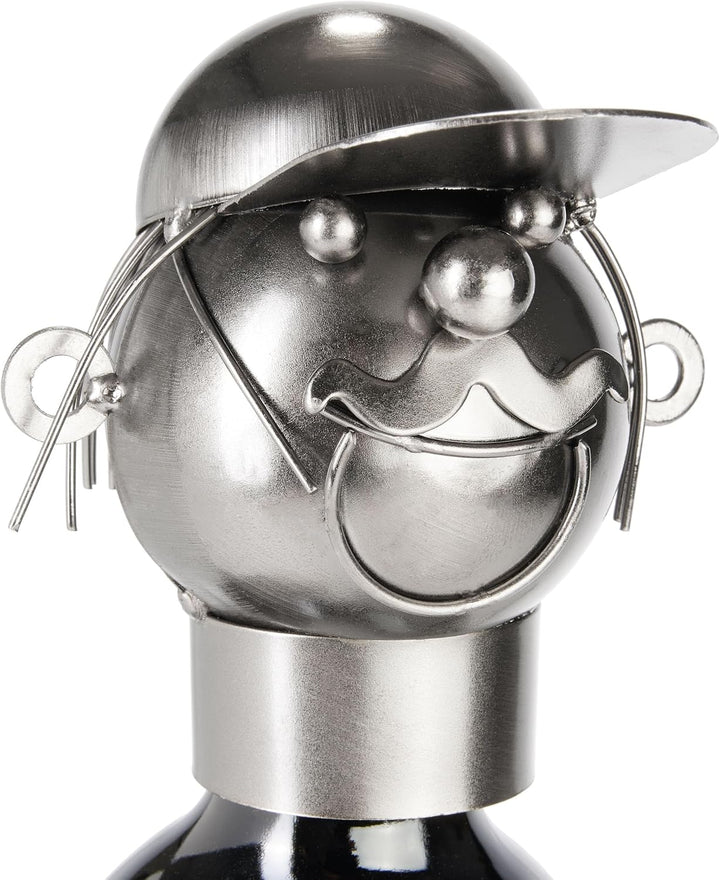 BRUBAKER Weinflaschenhalter Angler mit Kescher - Metall Flaschenhalter Angeln - 35 cm Wein Geschenk