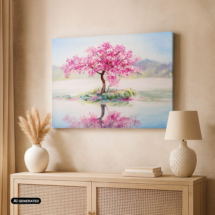 Bilder auf Leinwand 100x70cm Leinwandbild mit Rahmen Baum Abstraktion Gross Wanddeko Bild Schlafzimm