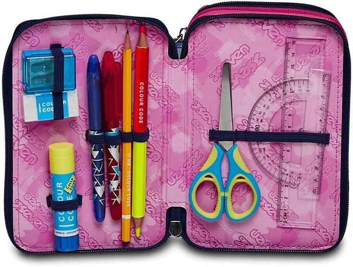 Seven Federmäppchen, Mäppchen, mehrfarbig, Federtasche für Schreibwaren, Etui komplett mit Bleistift