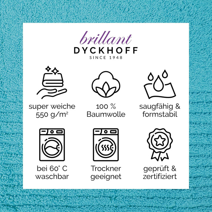 Dyckhoff 0410996455 Handtuchset "Brillant", 2 Badetücher / Duschtücher 70 x 140 cm und 4 Handtücher