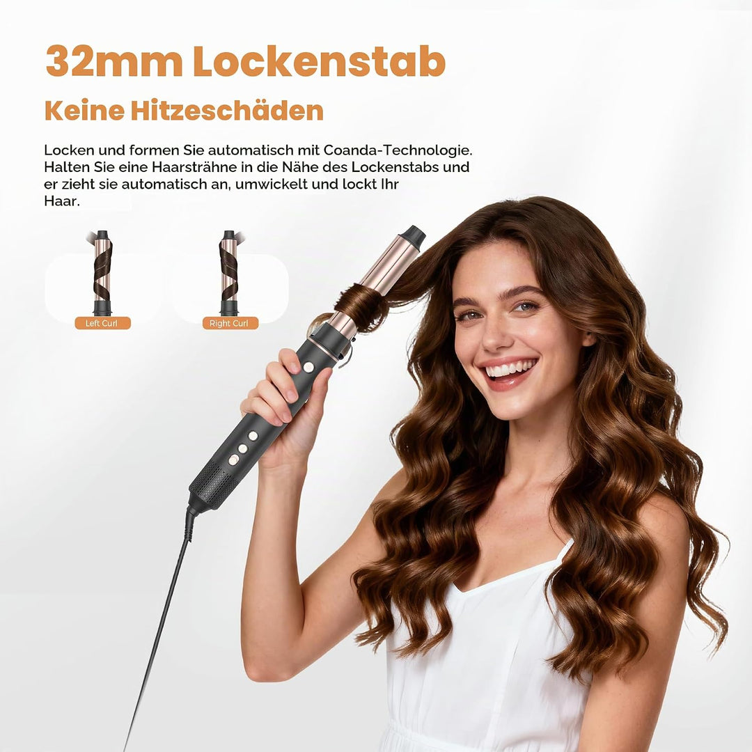 OKWRAP Hair Styler Set Haarstyler 110000U/Min Hairstyler 5 in 1, Multistyler 1300W mit Föhn Rundbürs