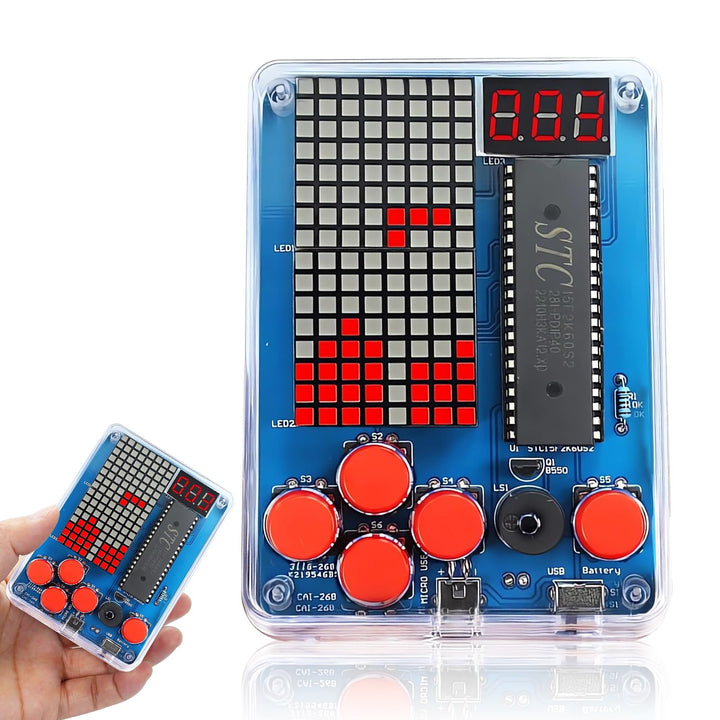 DIY Spielekonsole Löten Bausatz, DIY Spielkonsolen Handset mit Acrylgehäuse, Elektronik Baukasten Ga