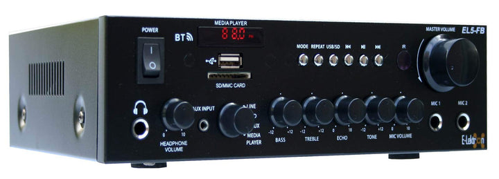 E-Lektron EL5-FB HiFi Stereo Class-D Verstärker mit Bluetooth | FM-Radio | USB/SD Mediaplayer | Kara