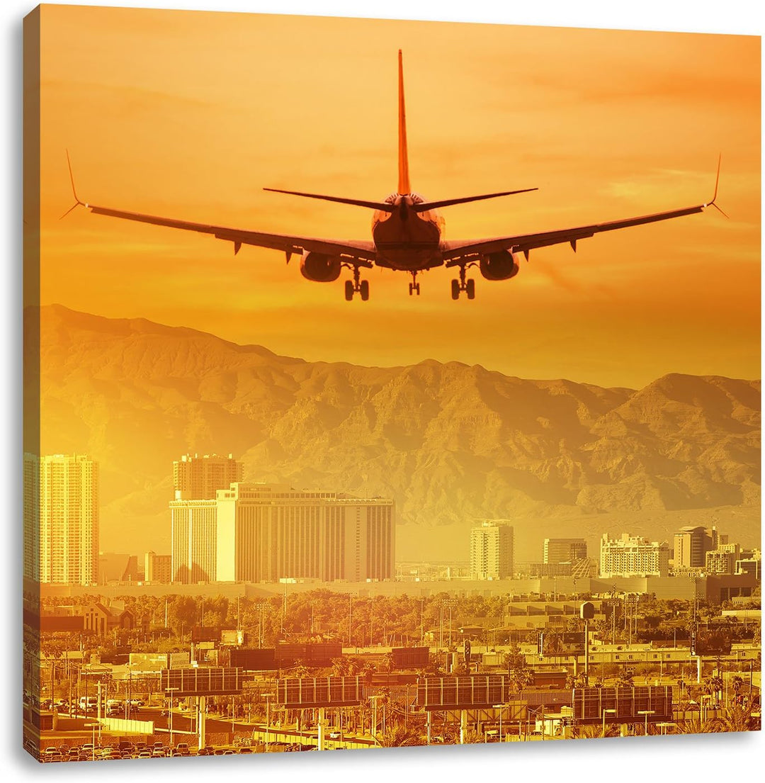 Pixxprint Urlaubsreise nach Las Vegas / 70x70cm Leinwandbild bespannt auf Holzrahmen/Wandbild Kunstd