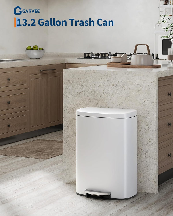 GarveeHome 50 L Metall mülleimer mit Deckel, grosser Mülleimer für die Küche, rostfreier Tretmülleim