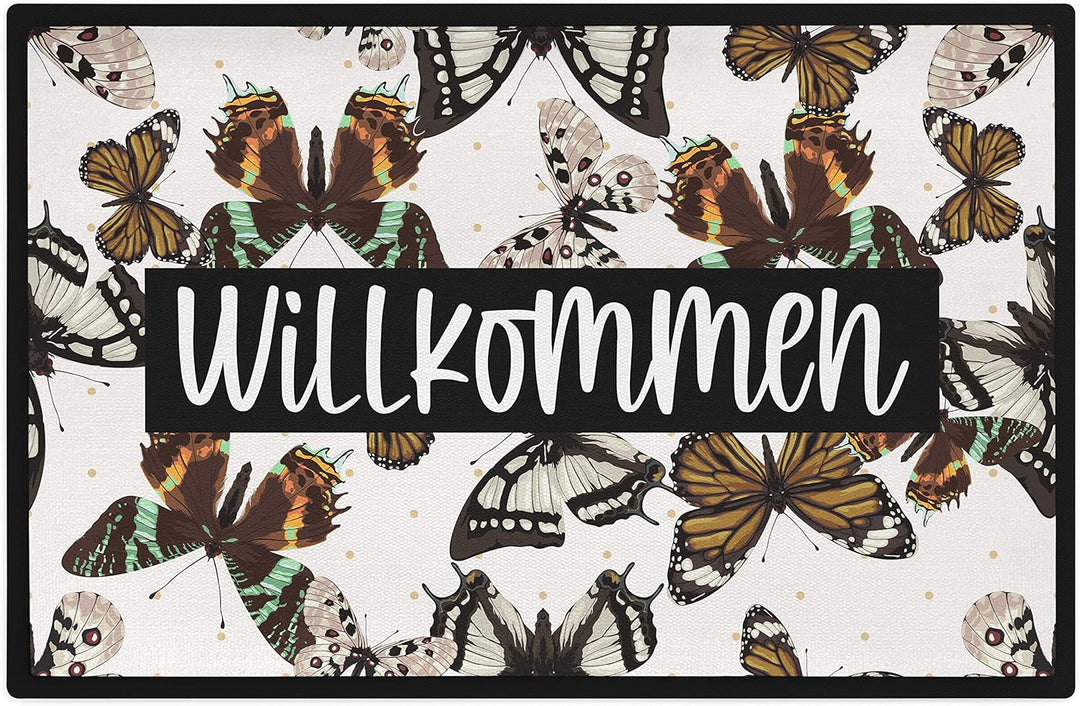 Trendation - Willkommen Fussmatte Grafik Schmutzfangmatte Geschenk Aussen Innenbereich 60x40 cm Wasc