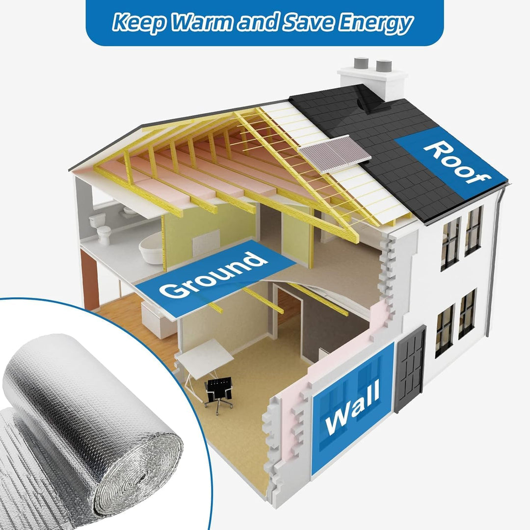 Dripex Aluminisierte Isolierfolie Dämmfolie Doppelte Alu-Luftpolsterfolie Dachisolierung 4-5mm Isoli