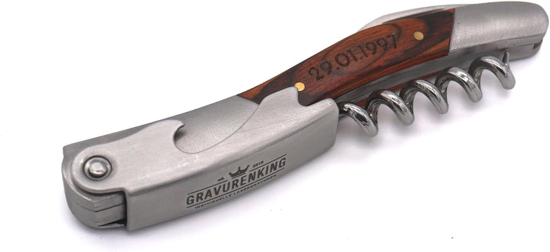 Premium Kellnermesser mit individueller Gravur - Weinöffner mit persönlicher Lasergravur