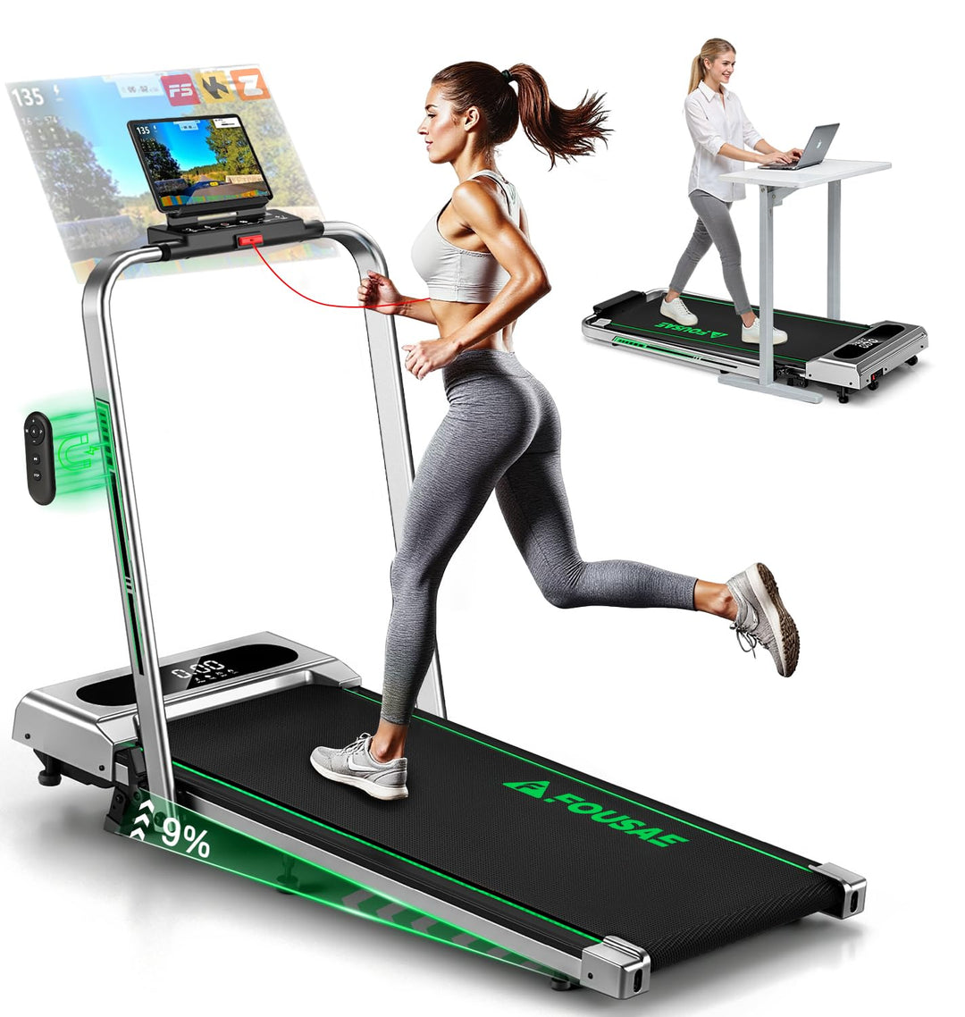 Laufband für Zuhause, 5 in 1 Walking Pad, 12km/h Klappbar Laufband mit 9% Steigung, 2.75HP bürstenlo
