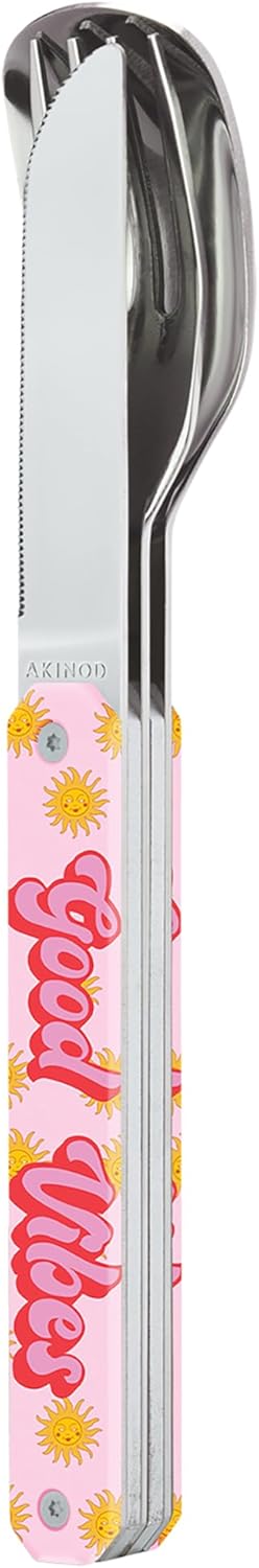 akinod – Magnetisches Besteck 12:34 Good Vibes - Gabel + Messer + Löffel – Edelstahl – Magnetische V