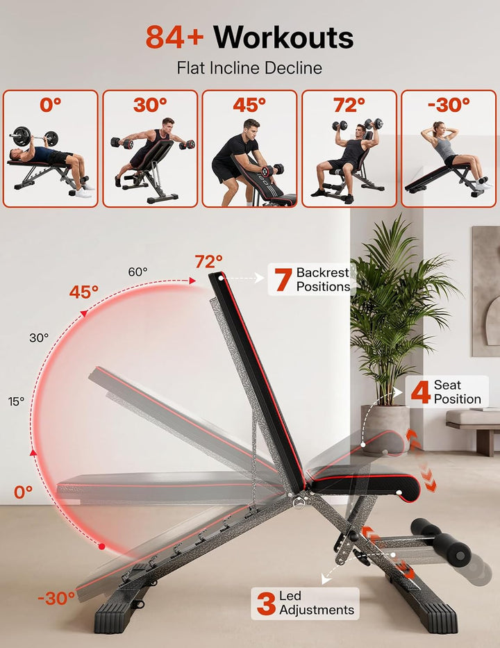 YOLEO klappbare Hantelbank Multifunktion Training Fitness Bank Bauchtrainer Schrägbank mit 6-Fach Ve
