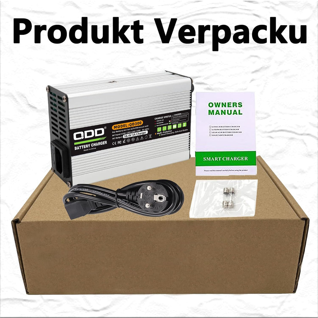 QDD 58,4 V 5 A Ladegerät 58,4 V LiFePO4 Batterieladegerät DC C13 N+ L-Anschluss für 16S 48 V LiFePO4