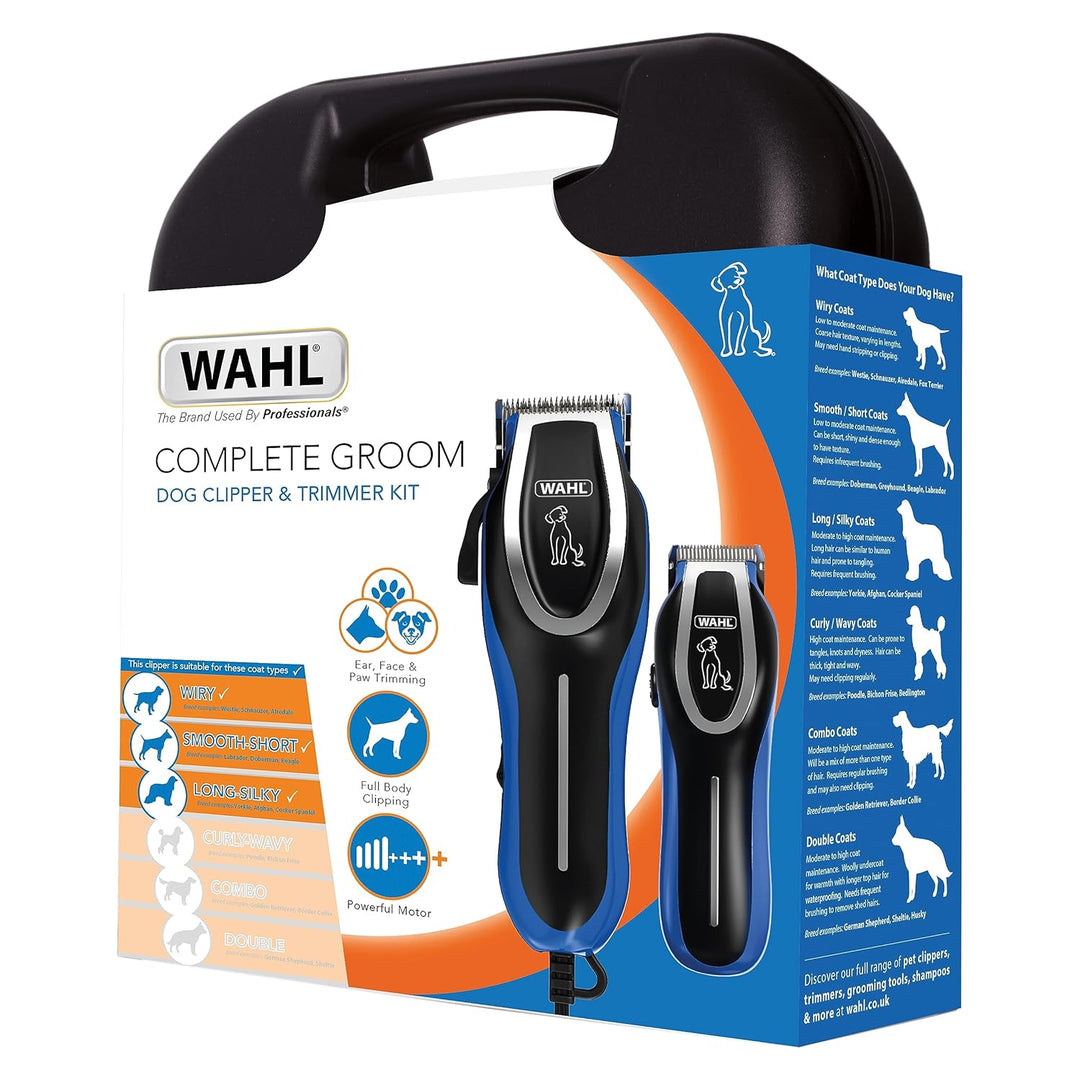 Wahl Komplettes Fellpflege-Hundeschermaschine & Trimmer-Kit, Schermaschine für Hunde, Fellpflege, ge