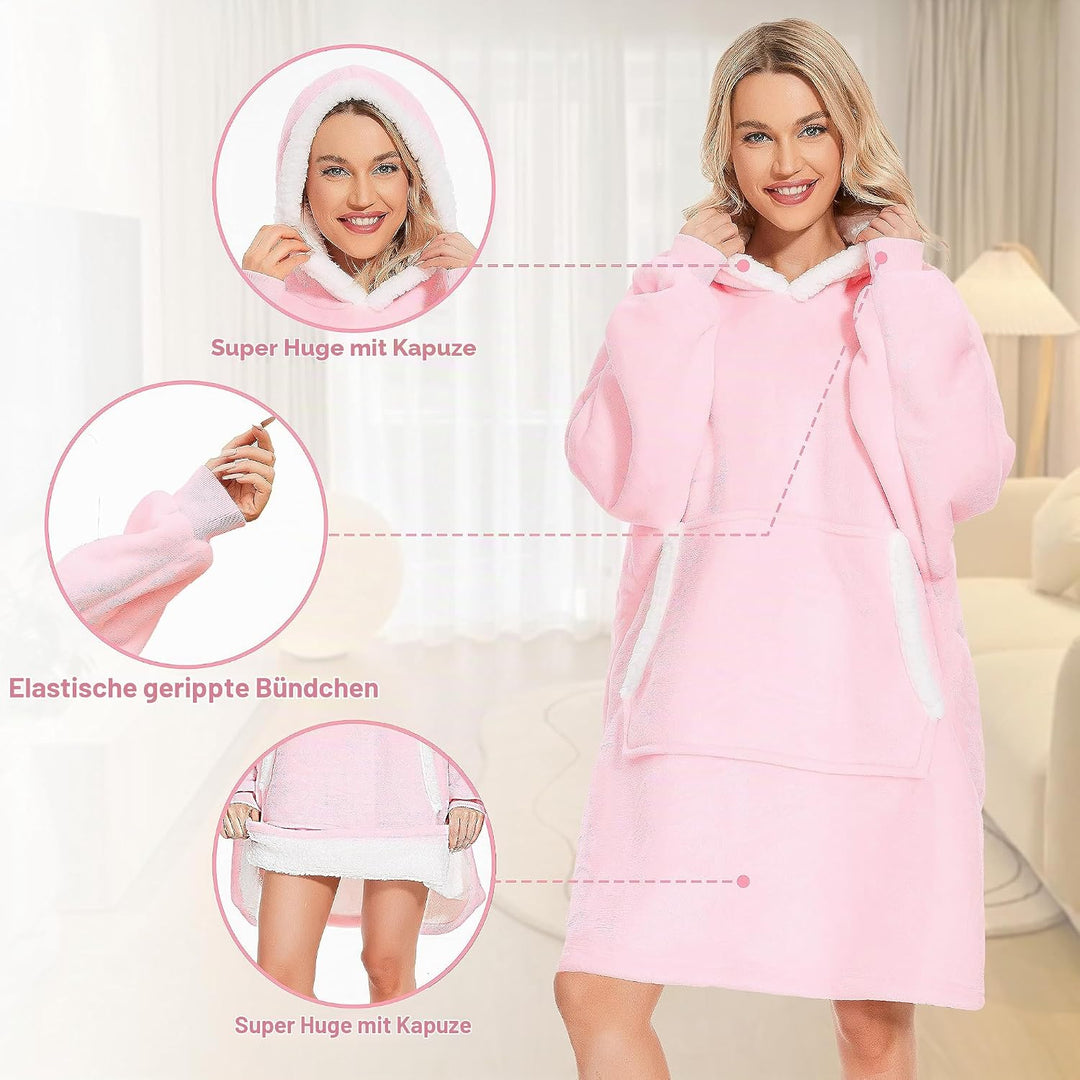 Gentlewarm übergrosse Hoodie Sweatshirt mit Kapuze, Super Weich und bequem Flanell Damen Kapuzenpull