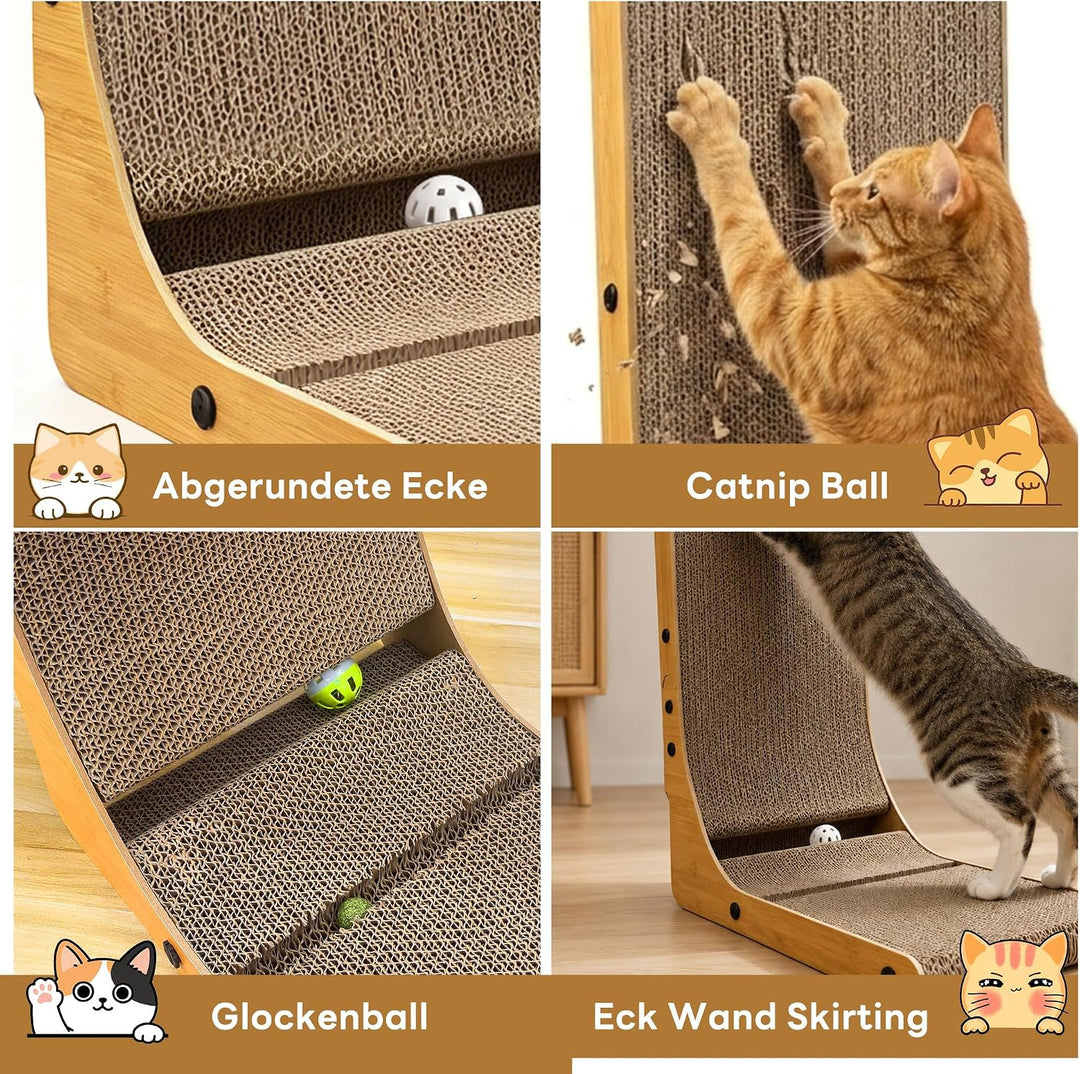 Kratzbrett Katzen, Kratzpappe für Katzen L-förmige 70cm Katzenkratzbretter | Katzen Kratzbrett mit C