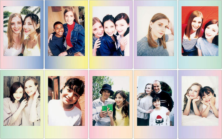 Fujifilm Instax Mini Instant Film, 2X 10 Blatt (20 Blatt), Weiss & Mini Frame WW1 Macaron, Bunt 20er