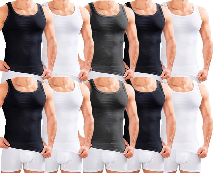 MERISH Herren Unterhemd 5er Pack Tank Top Feinripp Baumwolle 400, 3XL 400a-10 Mix1 10er Set