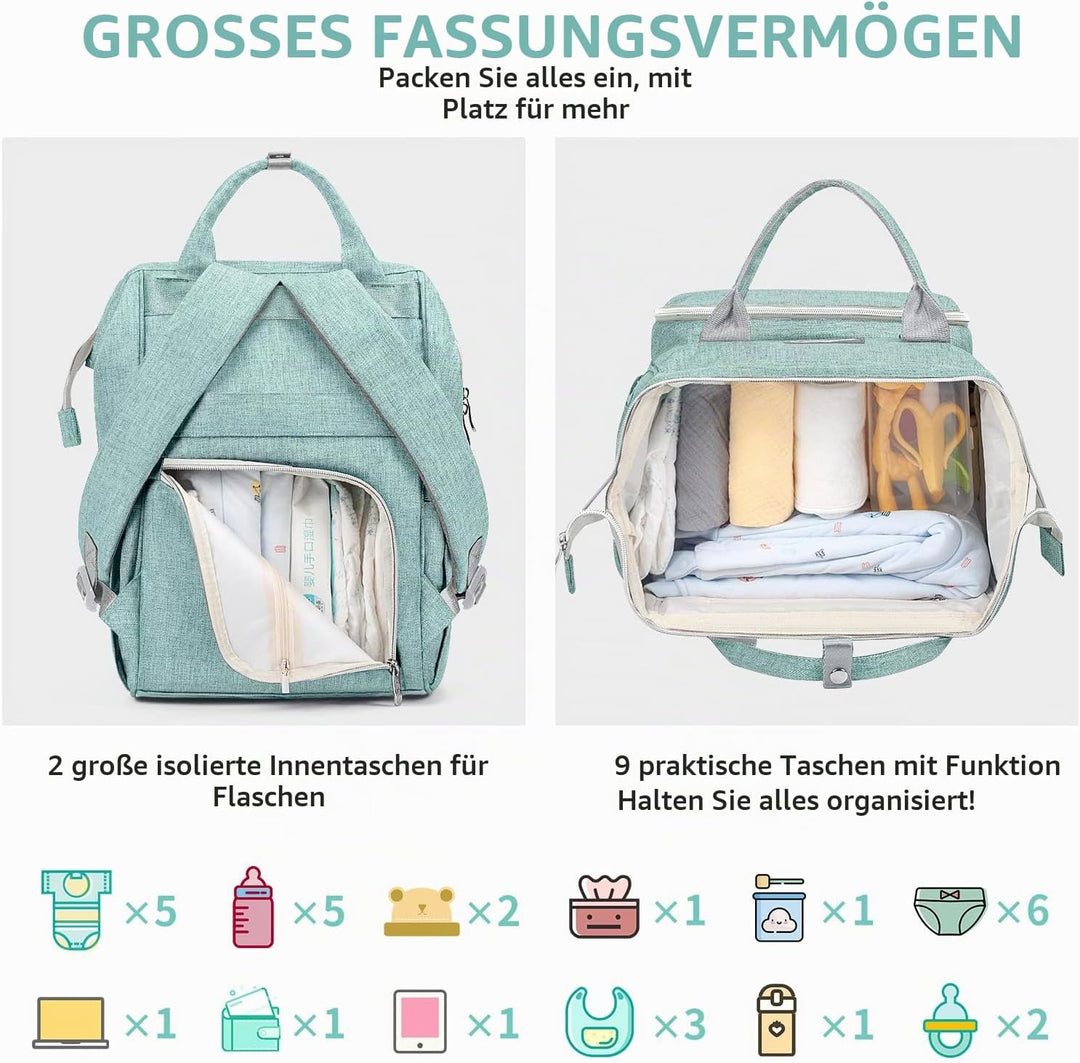 Viedouce Baby Wickelrucksack Wickeltasche Babytasche,Wasserdicht Oxford Grosse Kapazität für ausgehe
