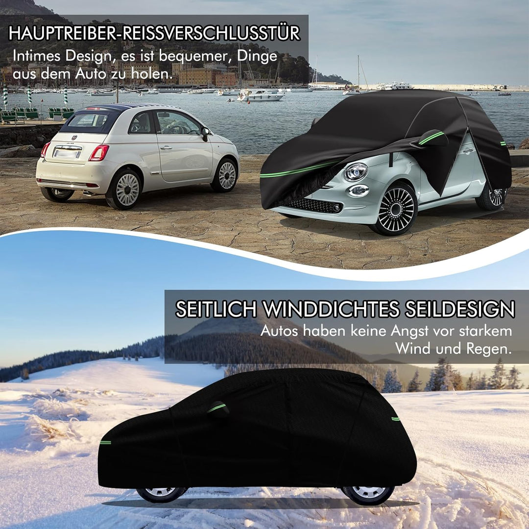 MaxAwe Autoabdeckung Wasserdicht für FIAT 2007–2024 500/500C/500E/Abarth 500, 210D Vollgarage Autopl