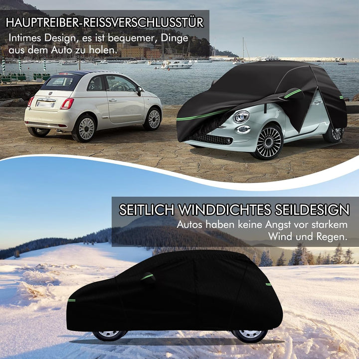 MaxAwe Autoabdeckung Wasserdicht für FIAT 2007–2024 500/500C/500E/Abarth 500, 210D Vollgarage Autopl