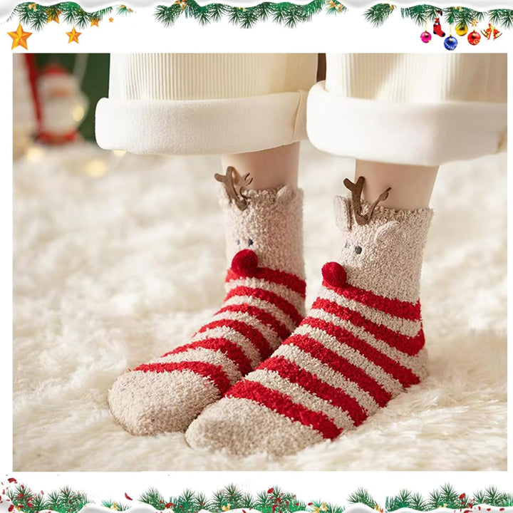 5 Paar Weihnachtssocken Kuschelsocken Damen Weihnachten Socken Flauschige Socken Christmas Socks Win