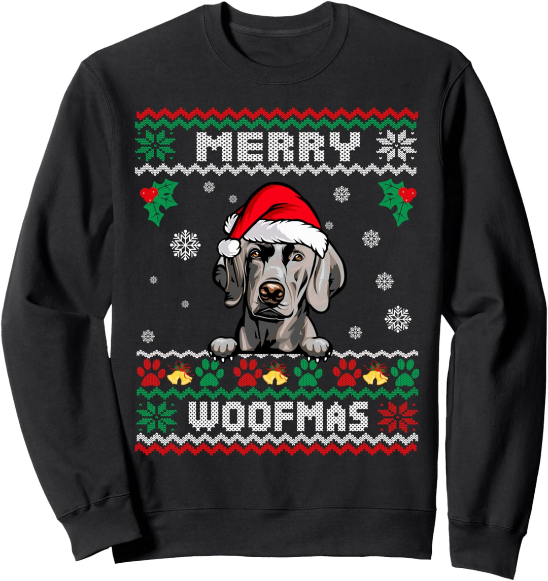 Frohe Woofmas Weimaraner Hund Lustige Weihnachten Ugly Xmas Sweatshirt